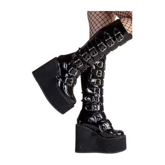 Botas De Moto Negras Cool Punk, Botas Con Plataforma