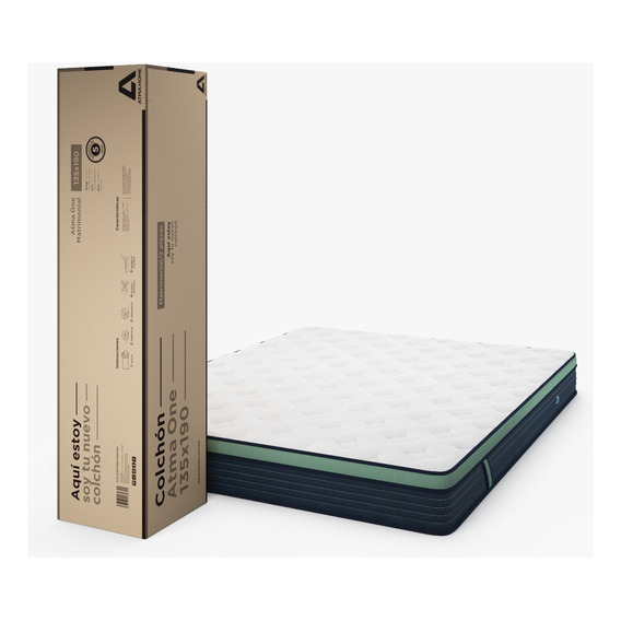 Colchon Atma One 2 Plazas 140x190x20 En Caja I 3 Capas de Espuma Color Blanco