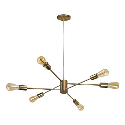 Araña Colgante Texas 6 Luces Dorada Vintage Apto E27 Dorado