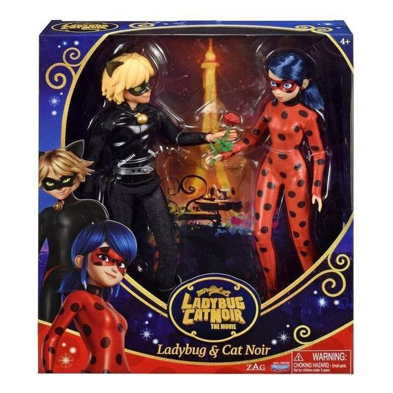 Miraculous Ladybug The Movie - Pack Ladybug Y Cat Noir 28 Cm