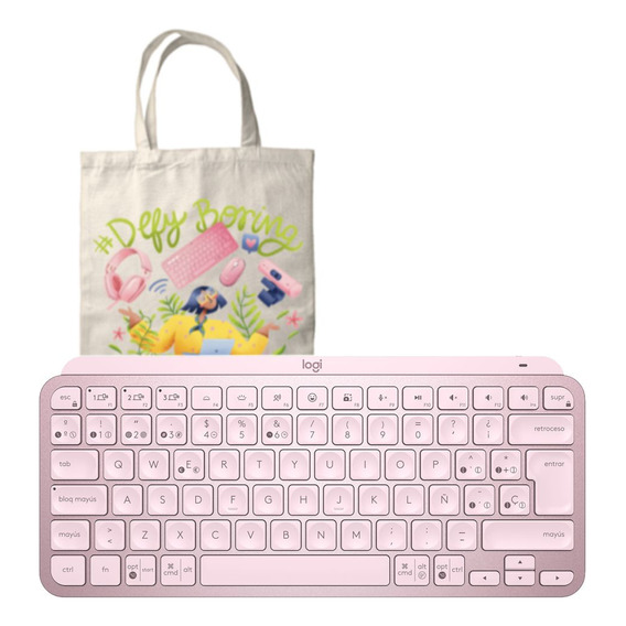 Logitech Mx Keys Mini, Teclado Avanzado Recargable, Rosado Teclado Rosa Idioma Español