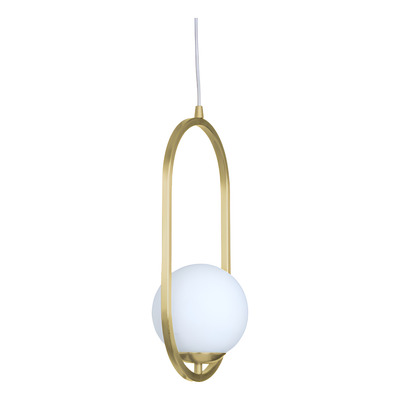 Colgante 1 Luz Marsella Oval Dorado Globo Opal Apto E27 Deco Dorado/opal