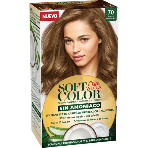 Kit Tintura Wella Professionals  Soft color Tinte de cabello tono 70 rubio natural para cabello