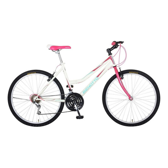 Bicicleta Benotto Montaña Alpina R26 21v Mujer Sunrace Acero Color Blanco/rosa Tamaño Del Cuadro Único