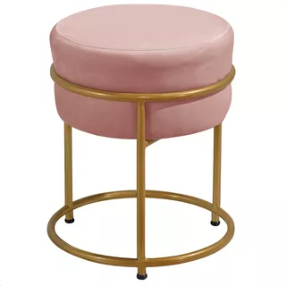 Puff Sala De Estar Levi Design Decorativo Moderno Rosa