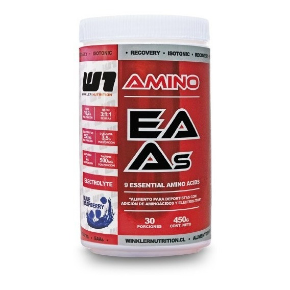 Winkler Nutrition Aminoácidos Esenciales Eaas + Bcaas + Electrolitos 450 Grs. Sabor Blue raspberry