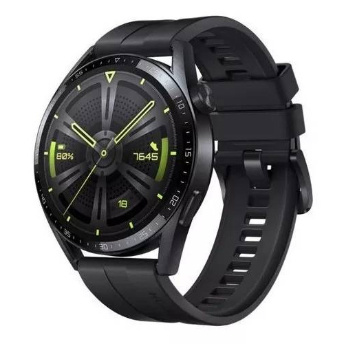 Huawei Watch GT GT3 1.43" caja 45mm de  acero inoxidable  negra, malla  negra de  fluoroelastómero JPT-B29