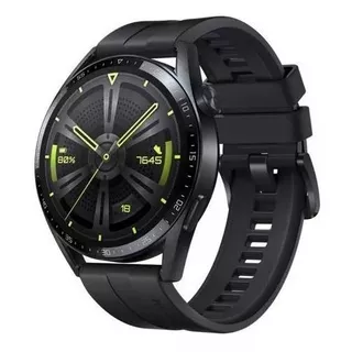 Huawei Watch Gt Gt3 1.43  Caja 45mm De  Acero Inoxidable  Negra, Malla  Negra De  Fluoroelastómero Jpt-b29