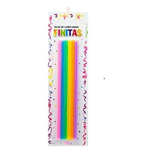 Velas Finitas 17cm Neon Fluo Multicolor - Blister X 24 U