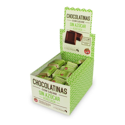 Chocolatinas con leche Colonial sin azucar 5g caja de 50 unidades