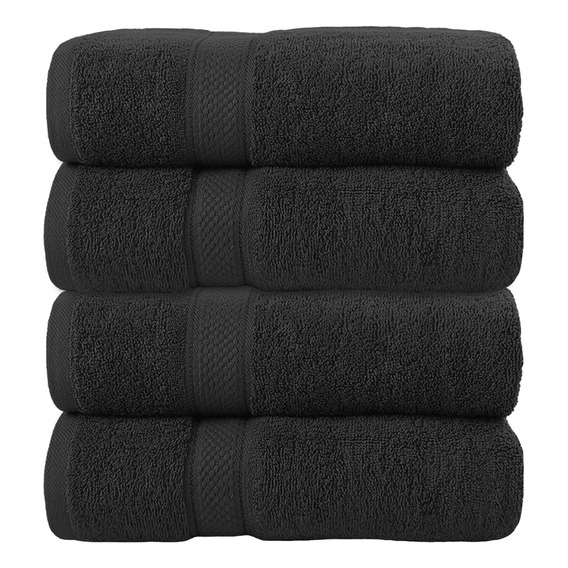  Bluelander juego de 4 toallas de baño 140cm x 70cm color negro liso