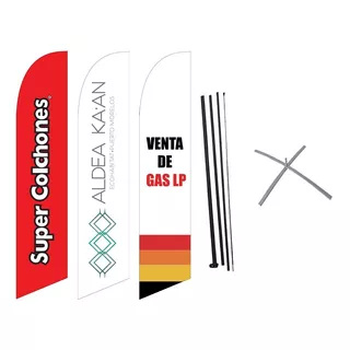 Bandera Publicitaria Tipo Pluma Kit 4.2m X Base Para Cemento