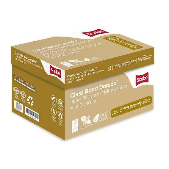 Caja De Hoja Class Bond Dorado Tamaño Oficio 5,000 Hojas 