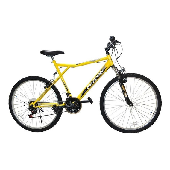 Mountain bike Futura Techno 026 18" 21v frenos v-brakes cambios Index color amarillo con pie de apoyo  