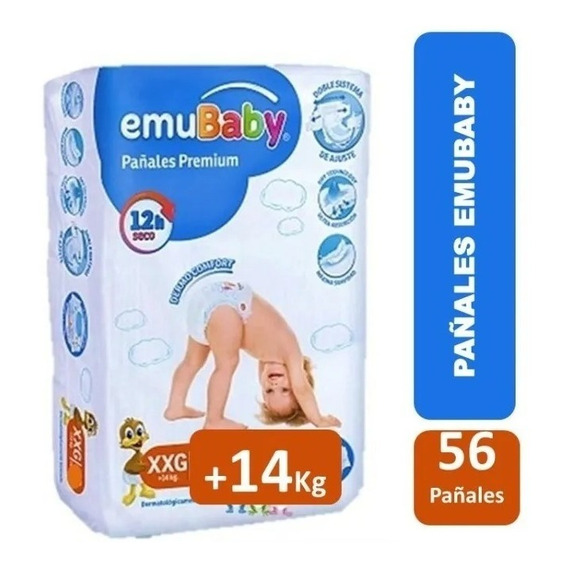 Pañales Emubaby Premium Xxg Pack 4 Paquetes 56 U Total