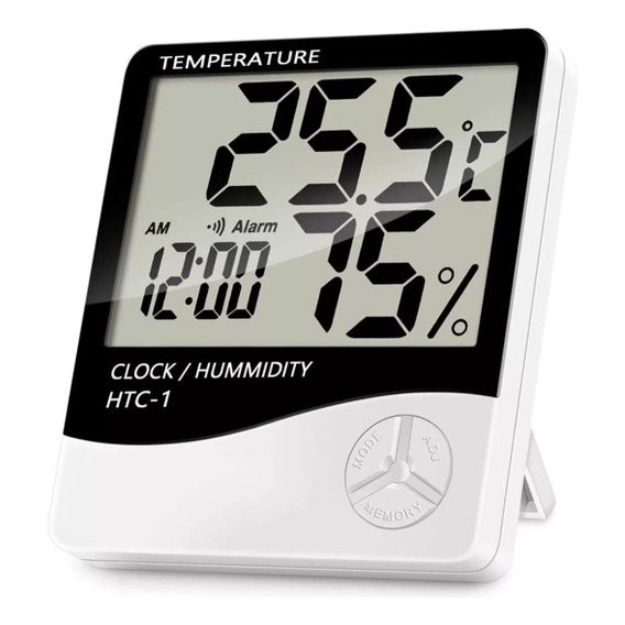 Termohigrometro Medidor De Temperatura, Humedad y Reloj HTC-1