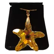 Colar Estrela Do Mar 4,0 Cm Cristal Swarovski Folh. A Ouro