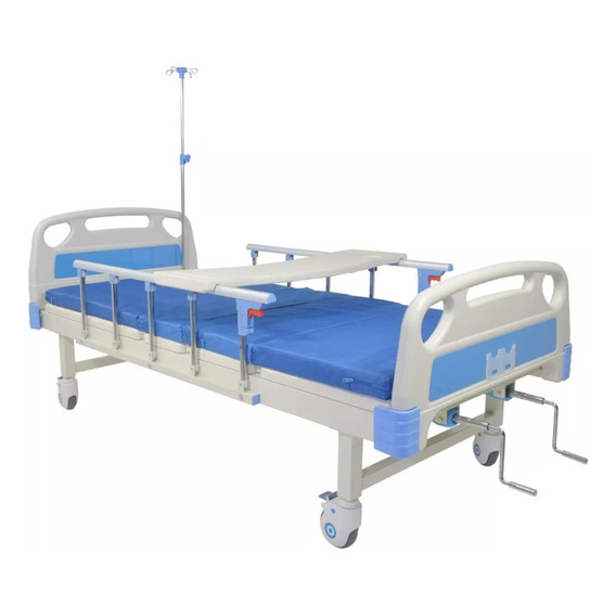 Cama Tipo Hospitalaria Manual Full Con Barandales Y Colchon