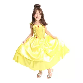 Vestido Fantasia Princesa Infantil Luxo Festa Bela La Belle
