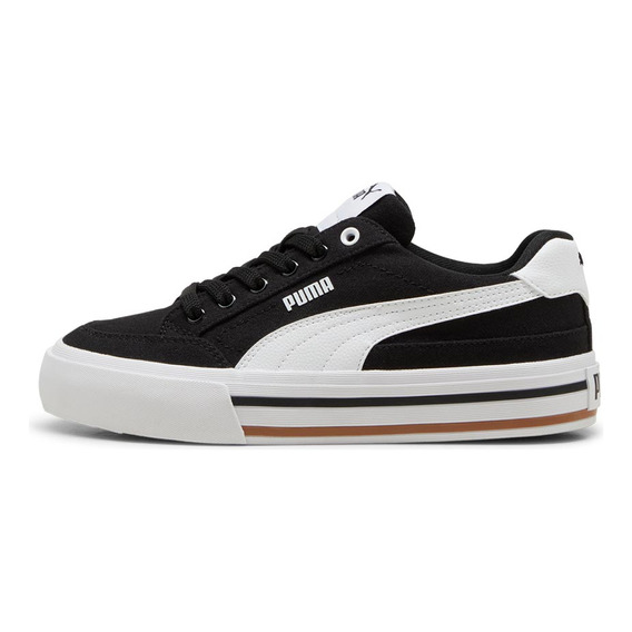 Tenis Puma Court Classic Vulc Fs Negro Y Blanco Para Junior