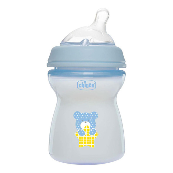 Chicco Biberón Natural Feeling 250 Ml Azul Para Bebés Color 52028