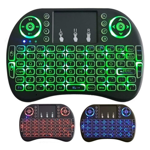 Mini teclado de control inalámbrico para Smart TV Box, PC, ratón, color verde oscuro, teclado, color negro