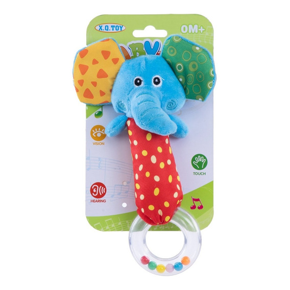 Sonajero Sonaja Para Bebe Peluche Animales Con Aro Color Elefante