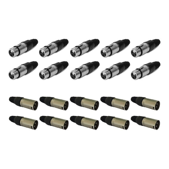 Pack 20 Fichas Canon Xlr 10 Machos + 10 Hembras Artekit Pro