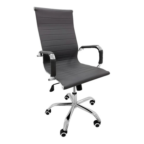 Silla de escritorio TodaTuCasa ejecutivo ergonómica  gris con tapizado de cuero sintético