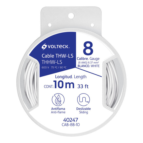 Carrete Con 20m De Cable Thhw-ls 12 Awg Verde, Volteck 40252 Color de la cubierta Blanco