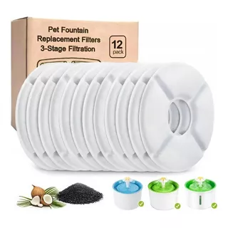 Pack X12 Filtros Bebedero Fuente D Agua Eléctrico Gato Perro