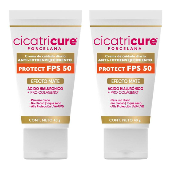 Crema Antiedad Protector Fps 50 Cicatricure Porcelana 40g X2