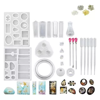 Kit 16 Piezas Moldes De Silicona Para Resina Joyeria Aros