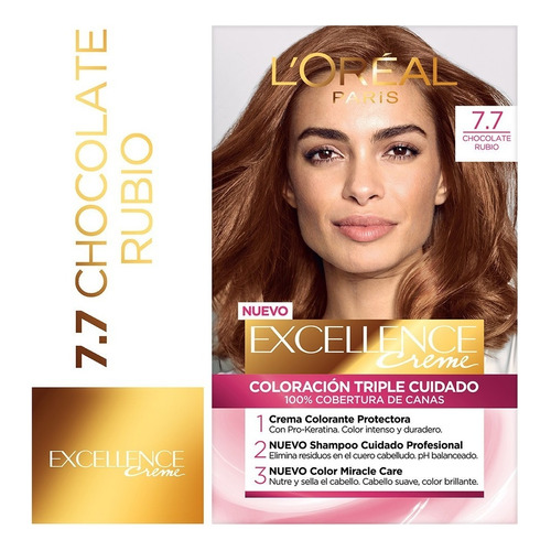 L'Oréal Paris Excellence Kit Tintura Creme tono 7.7 chocolate rubio para cabello
