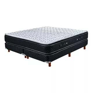 Sommier Cannon Resortes Doral Pillow Top King De 200cmx180cm  Negro Y Blanco Con Base Dividida