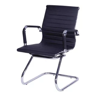 Cadeira Executiva Com Base Fixa Esteirinha Preto Material Do Estofamento Poliuretano / Metal Cromado