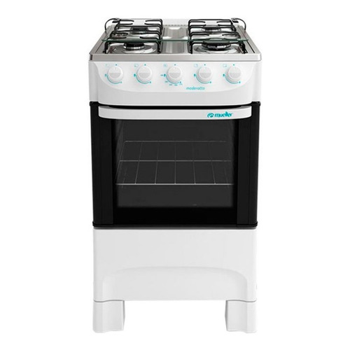 Cocina Mueller Moderatto 4 bocas a gas 4 hornallas  blanca puerta con visor 48L