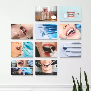 Kit 10 Placas Quadros Odontologia Dentista Dentes 28x20cm