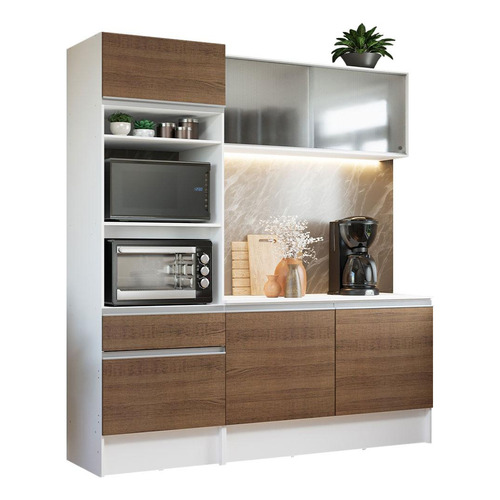 Armario De Cocina Compacto 180cm Topazio Madesa 86 - B/m Color Blanco/Marrón