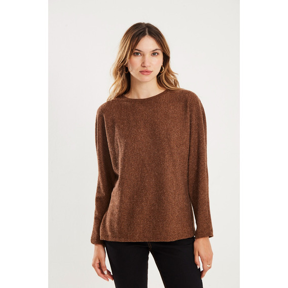 Sweater Amplio Lanilla  Texturado Chocolate Koxis Mujer