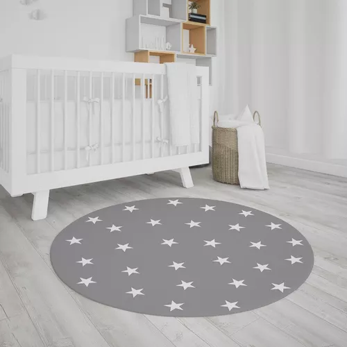 Tapete quarto infantil redondo estampa estrelas