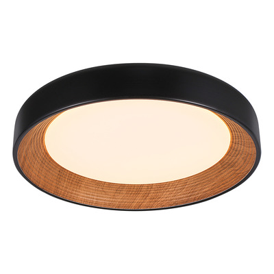 Plafón Led 120w Cct Ø50cm Negro Interior Símil Madera Mks - Negro