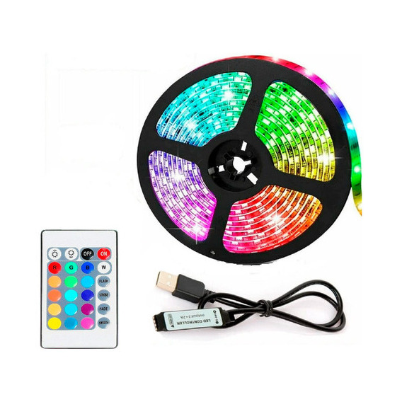 Cinta Tira Led 5 Metros Control Rgb 5050 Usb 5v