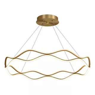 Luminária Pendente Moderno Ondulado Led Dourado 80w 50cm