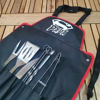 Pechera Súper Papá + Accesorios Para Asado