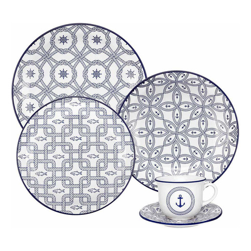 Set de cena y té Oxford Floreal Nautical, 30 piezas