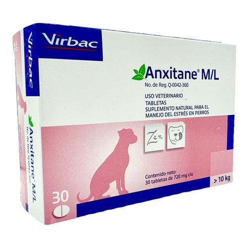 Anxitane Virbac M/l Mayores De 10 Kg 30 Tabletas Suplemento Natural Para Manejo Del Estres Perros
