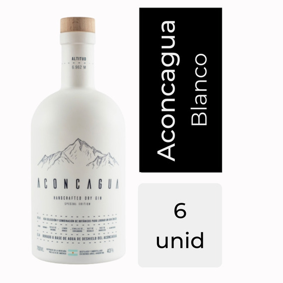 Gin Aconcagua 750 Ml Botella Blanco Handcrafted X6 Mp Drinks