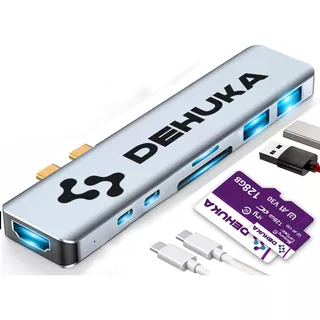 Dehuka Adaptador Usb Tipo C A Usb 3.0 X2, Usb C X2, Hdmi, Sd Y Micro Sd Color Gris Oscuro