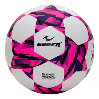 Balón Futbol Modelo Super Nova Laminado Mate Gaser... Color Morado Con Rosa